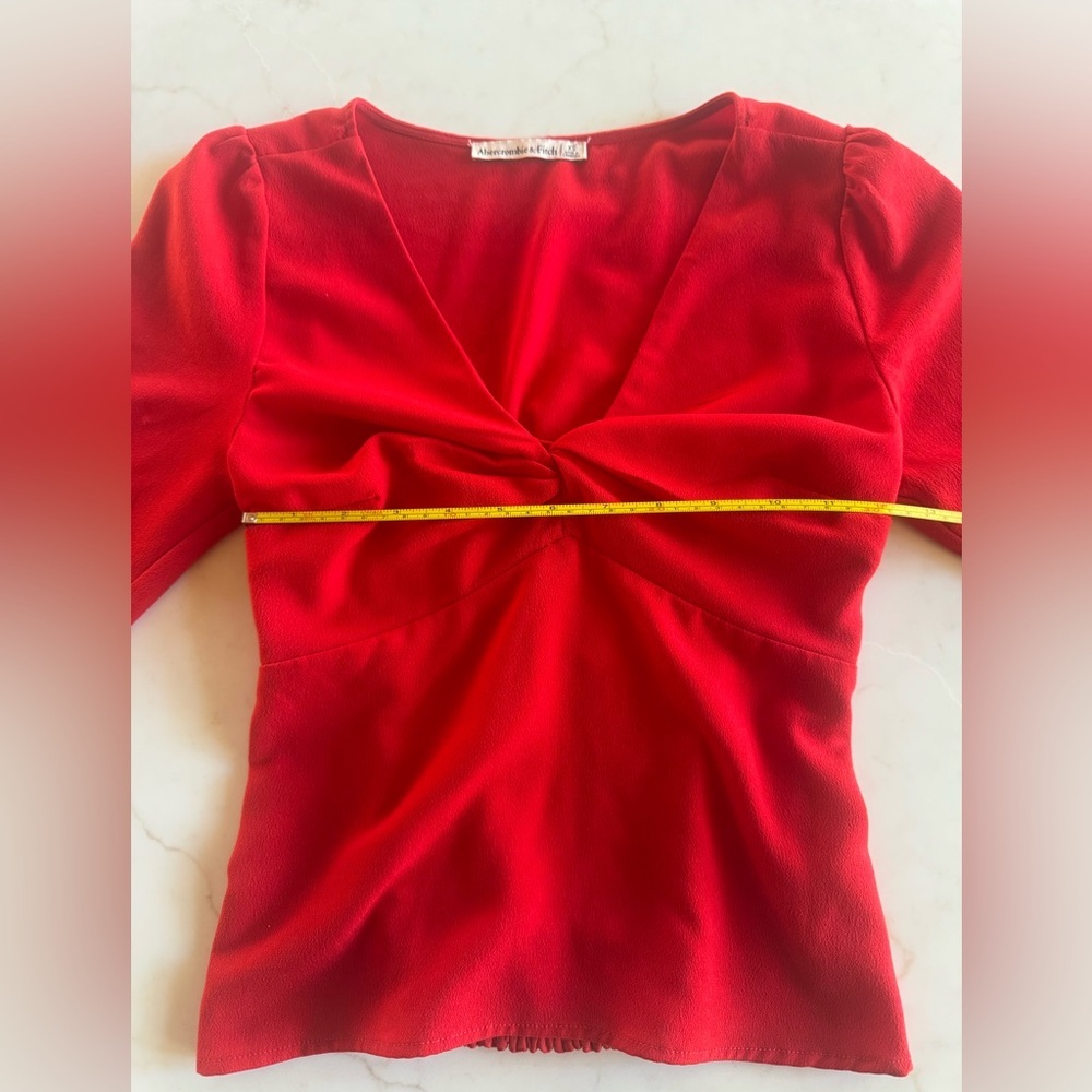 Abercrombie & Fitch Vibrant Red Long Sleeve Top - Size XS - - Picture 3 of 8